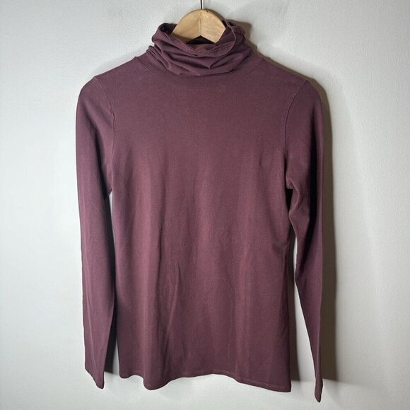Peruvian Connection Extreme T-Neck Turtleneck Top Womens M Burgundy Soft Stretch - Picture 1 of 9